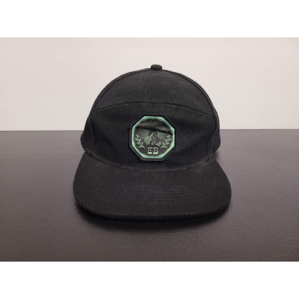Eddie Bauer Hat Cap Mens Snap Back Black Panel Wool Blend Outdoors Logo Hiking